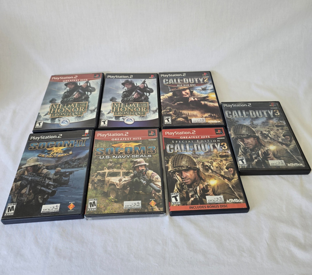 PlayStation 2 7 Game Bundle Medal of Honor x Call of Duty 2 & 3 Socom 2 & 3